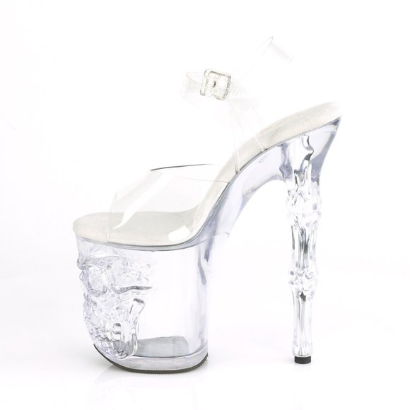 Pleaser Rapture 808 Clear Skull Platform Heels - Picture 4 of 5